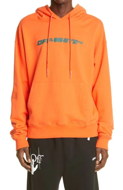 Shop Off-white Trellis Worker Logo Graphic Cotton Hoodie In Orange Green