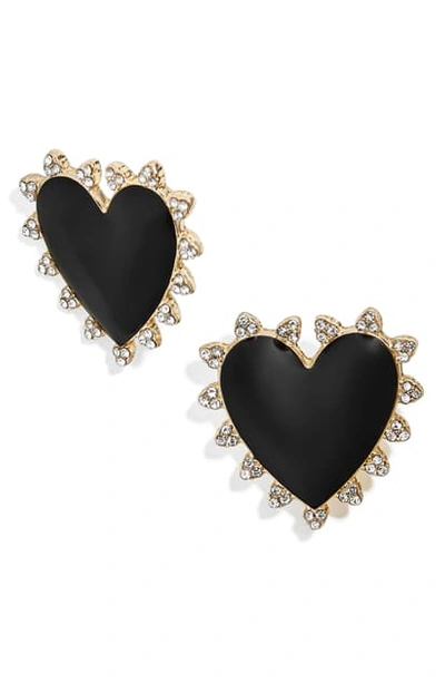 Shop Baublebar Crystal Trim Heart Stud Earrings In Black