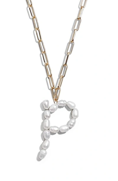 Shop Baublebar Blair Hera Genuine Pearl Initial Pendant Necklace In Pearl P