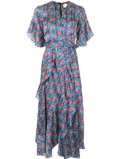 Shop Alexis Alleria Floral-print Midi Dress In Blue