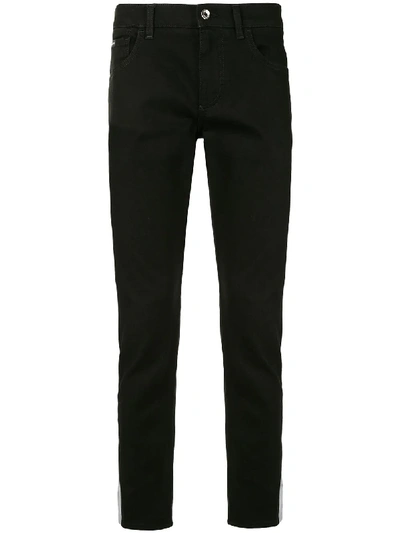 Shop Dolce & Gabbana Contrast Trim Slim Fit Jeans In Black