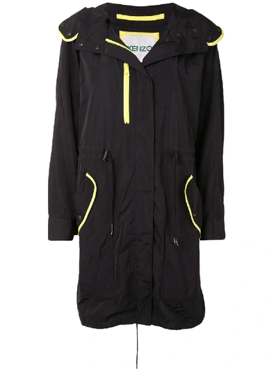 Shop Kenzo Contrast-piping Raincoat In Black