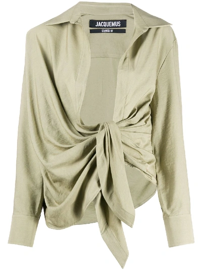 Shop Jacquemus La Chemise Bahia Blouse In Green