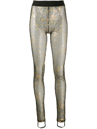 Shop Just Cavalli Paint Splatter Sheer Leggings In Black