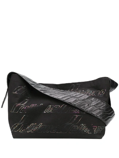 Shop We11 Done Logo-print Shoulder Bag In Black