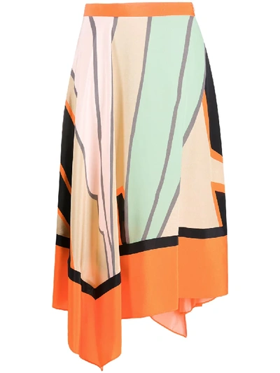 Shop Diane Von Furstenberg Asymmetric Hem Skirt In Orange