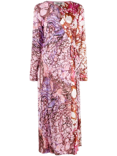 Shop Diane Von Furstenberg Marble Print Wrap Dress In Pink