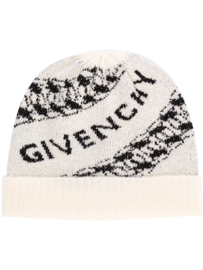 Shop Givenchy Intarsia Logo Beanie In White