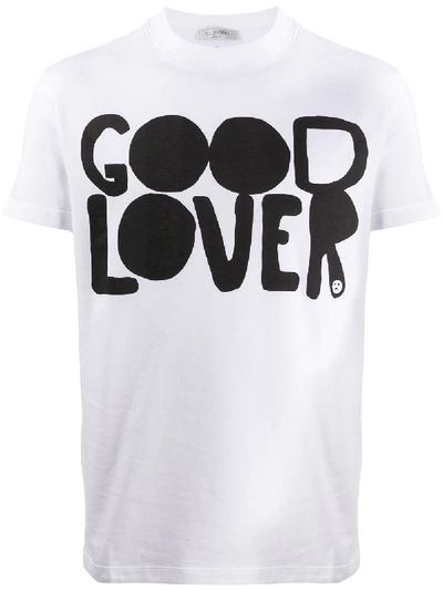 Shop Valentino Good Lover Print T-shirt In White