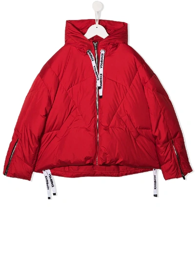 Shop Khrisjoy Hooded Padded Jacket In Red