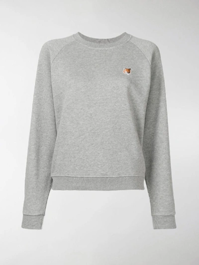 Shop Maison Kitsuné Fox Patch Sweatshirt In Grey