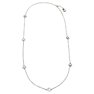 Pre-owned Fendi Silver Tone Crystal Station Necklace