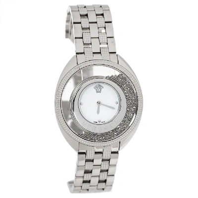 Pre-owned Versace White Stainless Steel Destiny Spirit 86q Women's Wristwatch 39 Mm In Silver
