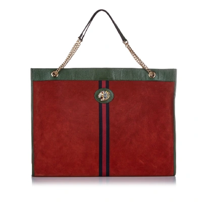 Shop Gucci Maxi Rajah Tote Bag In Red