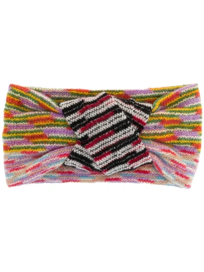Shop Missoni Front Tie Cashmere Head Scarf In Multicolor