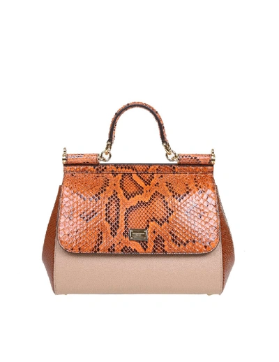 Shop Dolce & Gabbana Sicily Multicolor Leather Handbag