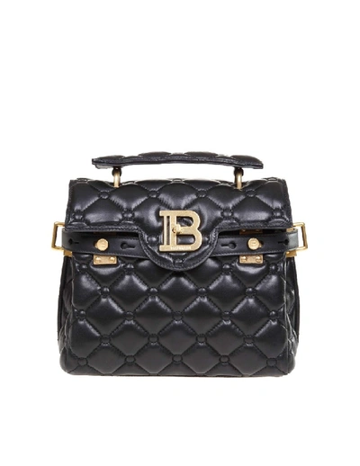 Shop Balmain B-buzz 23 Black Leather Handbag