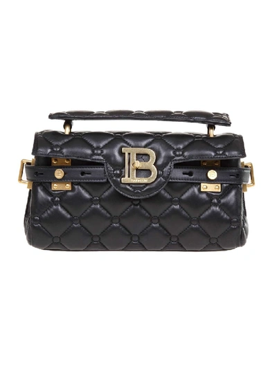 Shop Balmain B-buzz 26 Black Leather Shoulder Bag