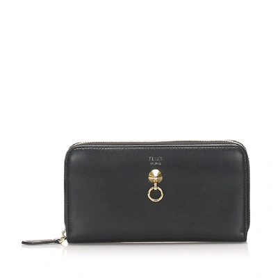 Shop Fendi By The Way Leather Long Wallet In Black