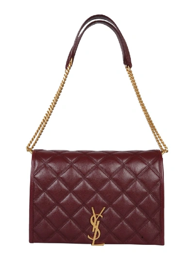 Shop Saint Laurent Becky Burgundy Leather Shoulder Bag