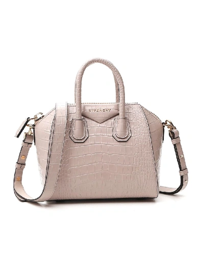 Shop Givenchy Antigona Mini Beige Leather Handbag In Neutrals