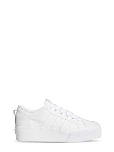 Shop Adidas Originals Nice White Leather 'nice' Low Platform Sneakers