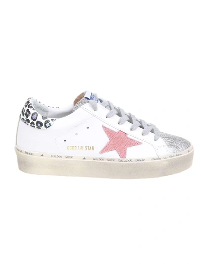 Shop Golden Goose Hi Star White Leather Sneakers