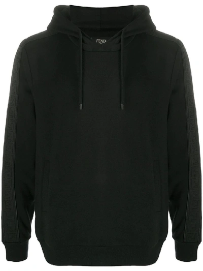 Shop Fendi Black Cotton Hoodie Sweatshirt