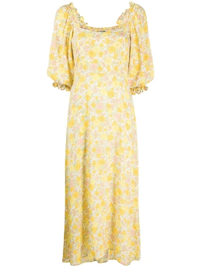 Shop Faithfull The Brand Bronte Midi Dress In Yellow