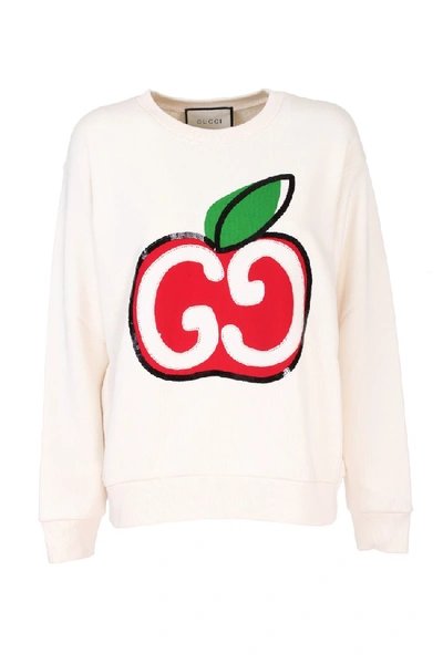 Shop Gucci Gg White Cotton Sweatshirt