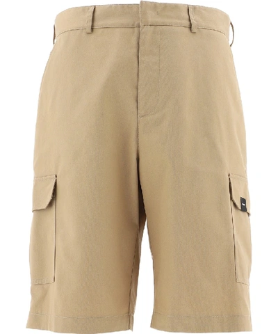 Shop Msgm Beige Polyester Shorts In Brown