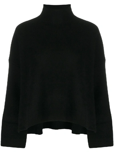 Shop Allude Funnel-neck Flared Top In Black