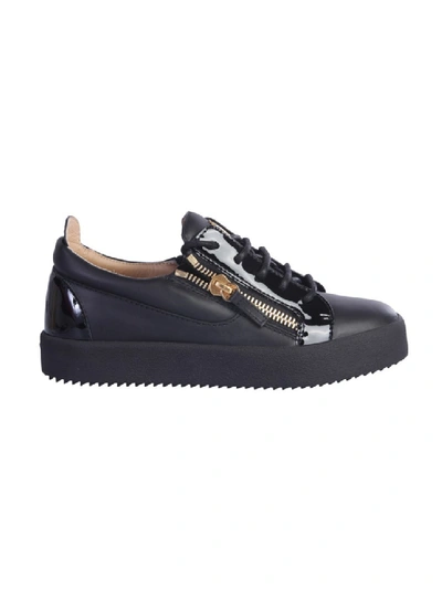 Shop Giuseppe Zanotti Gail Black Leather Sneakers