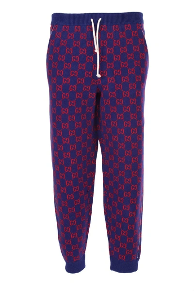 Shop Gucci Blue/red Wool Pants