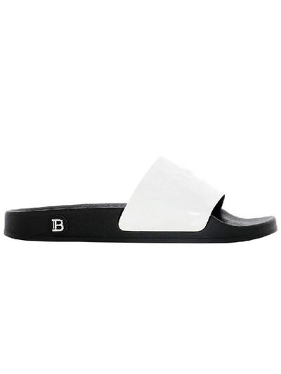 Shop Balmain White Patent Leather Sandals