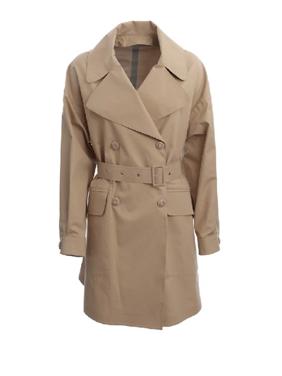 Shop Moncler Lie Beige Cotton Trench Coat In Brown