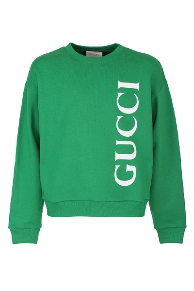 Shop Gucci Green Cotton Sweatshirt