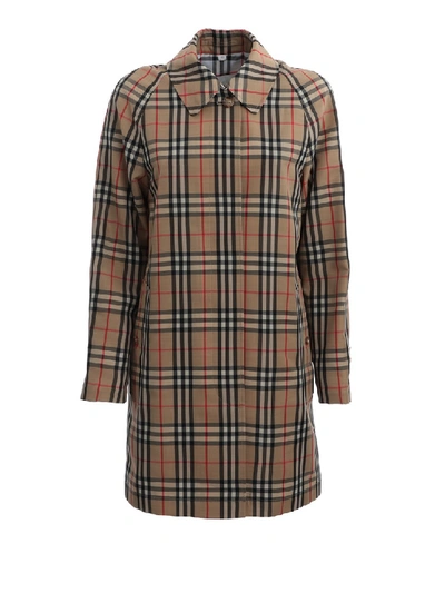Shop Burberry Beige Polyester Coat In Brown