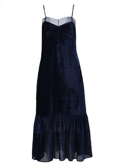 Shop Fendi Blue Silk Corduroy Dress