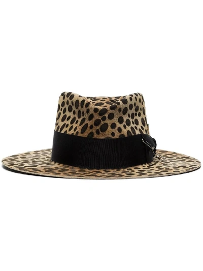 Shop Nick Fouquet Leopard Lynx Print Fedora Hat In Brown