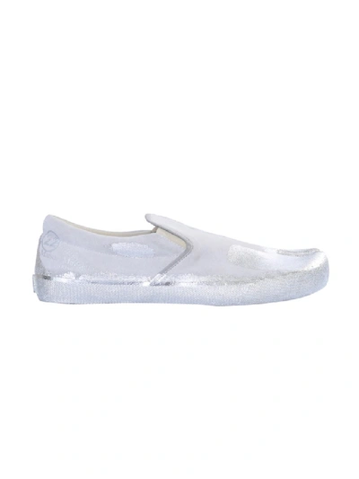 Shop Maison Margiela Tabi White Leather Slip On Sneakers