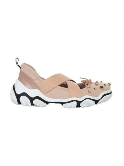 Shop Red Valentino Red Ballet Nude Polyester Slip On Sneakers In Neutrals