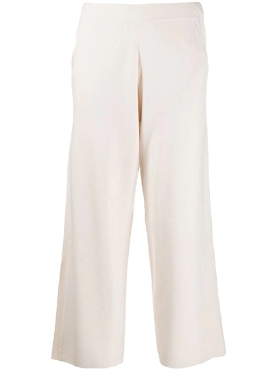 Shop Allude High-rise Flared Knitted Trousers In Neutrals