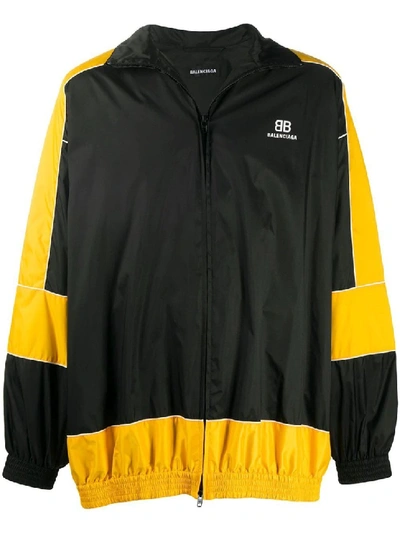 Shop Balenciaga Yellow And Black Zip-up Jacket