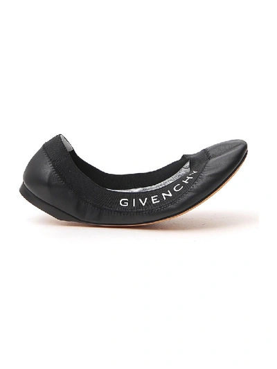 Shop Givenchy Black Leather Flats