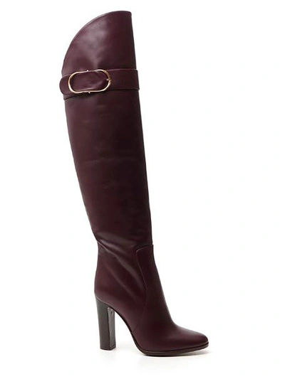 Shop Dolce & Gabbana Burgundy Leather Boots