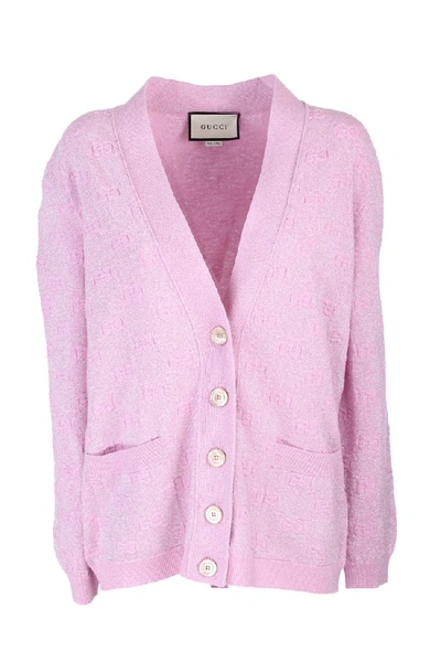 Shop Gucci Pink Wool Cardigan