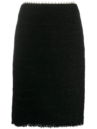 Shop Giambattista Valli Pearl-embellished Pencil Skirt In Black