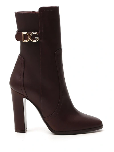 Shop Dolce & Gabbana Brown Leather Ankle Boots