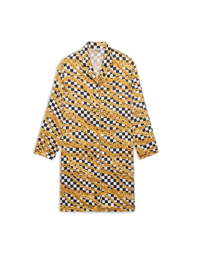 Shop Balenciaga Chains Printed Pajama Dress In Gold